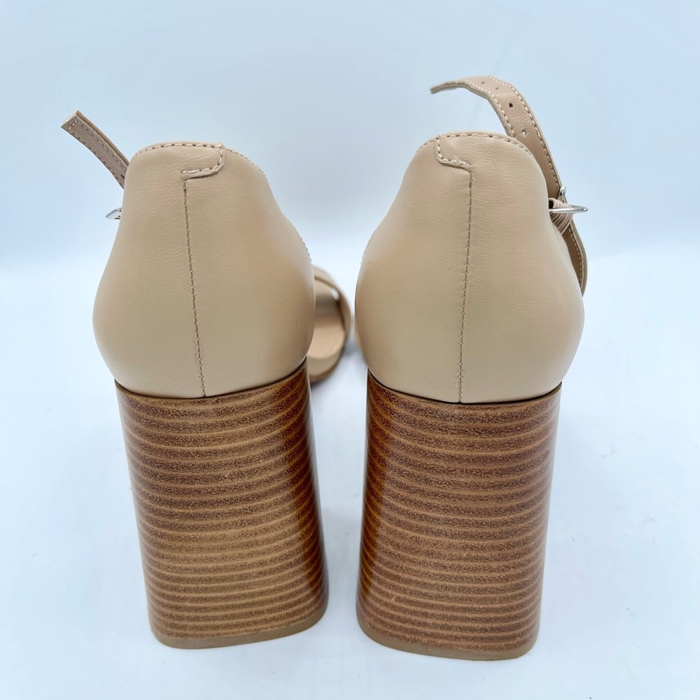 Jeffrey Campbell Nude Pop Star Block Wood Heel Sandal Size 10 - Picture 12 of 16